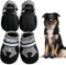 NeuWook Hundeschuhe, 4er-Set wasserdichte Hundeschuhe Anti-rutsch Hundestiefe mit reflektierendem Riemen, Breathable Hundestiefel Pfotenschutz für Kleine Mittelgroße Hunde (S, Grau)