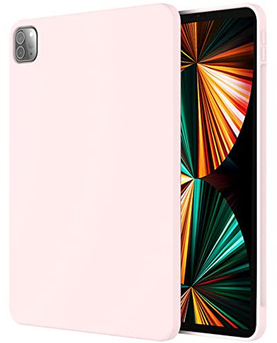 LOXO CASE Coque Silicone Liquide pour iPad Pro 12.9 Pouces 2022/2021/2020/2018 (6ème/5ème/4ème/3ème Génération), [Doublure en Microfibre] Protection Complète du Corps au Toucher Soyeux,Pink