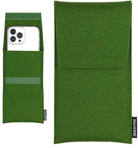SimonPike Handyhülle passend für Apple iPhone 11 I X I XS I 11 pro I XR (Gr. G) | Sidney Gruen Filztasche aus Wollfilz Handy/Smartphone Tasche