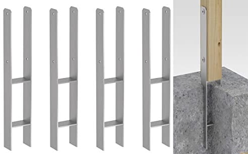 4 x Heavy Duty Galvanised (H Shape) Post Fence Foot Anchors Size 101mm - 4