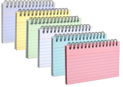 6er Pack bunte karteikarten spiral notizblöcke vokabelkarten für büro schule studium must haves Transparente Abdeckung flashcards 6 farben 12,5 * 8 cm