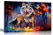 Artley Prints - Tableau mural coloré avec loup argenté dans la forêt pour salon, chambre à coucher, couloir | peinture à l'huile encadrée réimpression grand format 76 x 50 cm