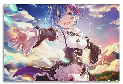 VZRSQZK Anime Re Zero Rem Poster, dekoratives Gemälde, Leinwand, Wandposter und Kunstdruck, modernes Familienschlafzimmer-Dekor-Poster, 20 x 30 cm