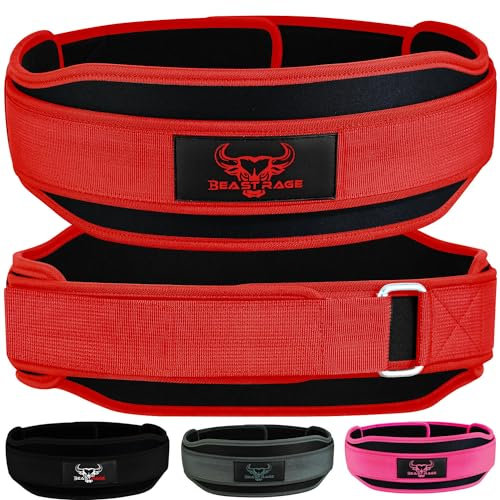 BEAST RAGE Gewichthebergürtel, doppelte Stärke, 5,5, gepolstert, Neopren, Rücken, Fitnessstudio, Bodybuilding, Kreuzheben, Heben, Fitness, Workout, Gürtel, für Männer, Frauen, Lendenwirbel-Training,