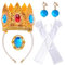 Goenb Prinzessin Peach Kostüm Zubehör, 4 Stück Set Von Prinzessin Peach Krone Ohrringe Handschuhe Brosche Dress up Für Frauen Für Karneval Halloween Cosplay Dress up Birthday Party
