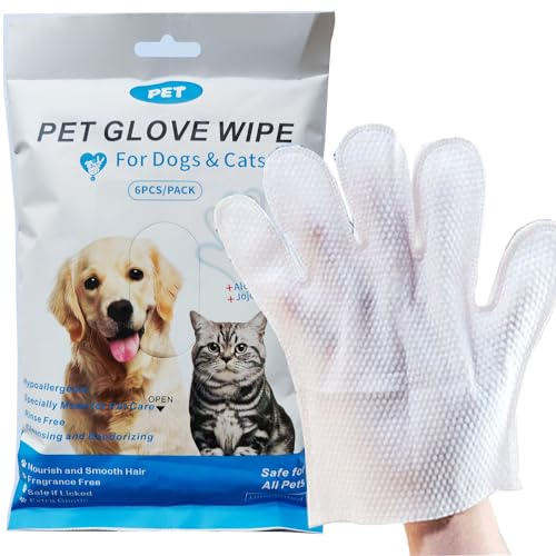 Dogscute Lingettes de bain nettoyantes et désodorisantes pour animaux de compagnie pour chiens et chats, lingettes de toilettage sans eau pour chiens, gants de nettoyage pour animaux de compagnie pour