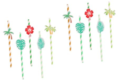 minkissy 100 pajitas gigantes de papel para decoración de plantas tropicales, pajitas de papel hawaiano novedosas para cumpleaños, pajitas de té de burbujas, pajitas de café, pajitas de fiesta