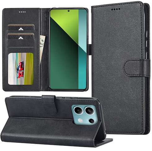 Yichxu Hülle für Xiaomi Redmi Note 13 Pro 5G Handyhülle Premium PU Leder Wallet Klapphülle Kartenfach Ständer Handytasche 360 Grde Stoßfest Lederhüllen Flip Case Cover für Redmi Note 13 Pro 5G Schwarz