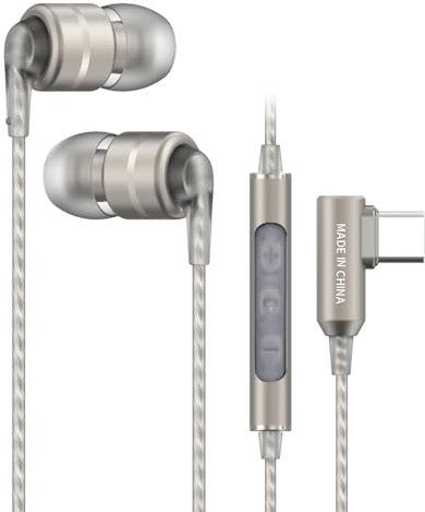 SoundMAGIC E80D Digital USB C Headphones - Type C Wired Earbuds with Microphone HiFi Stereo Earphones Powerful Bass Noise Isolating Compatible with Android Device, Gunmetal