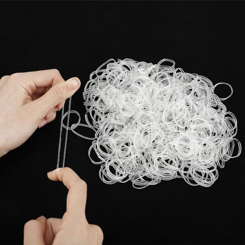 500 Pcs Elastic Hair Bands - Small Clear Plastic Hair Ties for Women, Kids - Mini Rubber Bands for Braids, Wedding Hairstyle