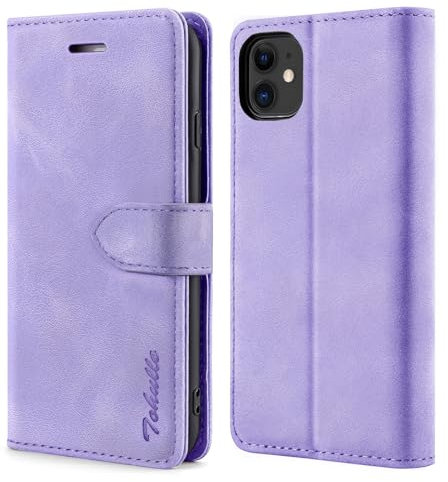 TOHULLE Case for iPhone 11, Premium PU Leather Wallet Case with Card Holder Kickstand Magnetic Closure Shockproof Flip Folio Case Cover Compatible with iPhone 11 (6.1 Inch) - Purple