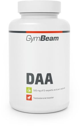 GymBeam D-Asparaginsäure (Kapseln) - DAA, Testosteron-Booster, natürliche Unterstützung für Muskelmasse, Leistung und Fruchtbarkeit, praktische Form, ideal für Kraftsportler, 120 kaps