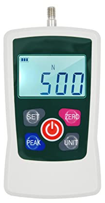 Digitales Kraftmessgerät 500 N/ 50 kg/ 110 lb/ 1760 oz Tragbares Push-Pull-Kraftmesser, schaltbares, hintergruneleuchtetes Mini-Dynamometer mit 6 Leuchtenköpfen, Aufbewahrungskoffer, automatische