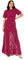 Anaya with Love Women's Maxi Dress Ladies Round Neck Puff Sleeve Chiffon Keyhole Back Empire Line Floral Jacquard Wedding Guest Evening, Cerise 18