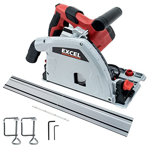 Excel Circular Plunge Cut TrackSaw with Guide Rails Clamps Set & 165mm Blade, Plungesaw with Guide Rail, Get Precise Cuts with Excel plungesaw, Circularsaw, BenchSaw, 1200w/240V Plungesaw