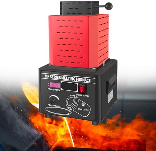 Lakenbroade Four Fusion d'or 5000 W, Machine De Fusion De Métaux Numérique Améliorée 1600 ℃ / 2912 ℉ avec Creuset en Graphite De 1/2/3 Kg, Fusion pour l'or, l'argent, L'Aluminium Et Le Cuivre,red-1kg