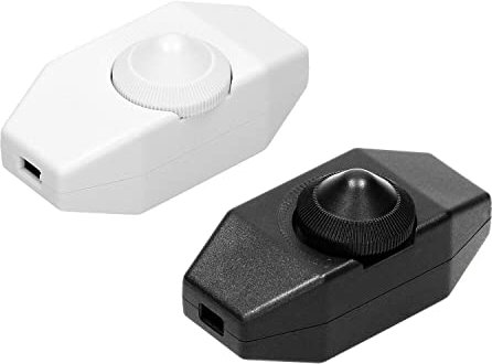 2 Stück LED Dimmer Schnur-Drehdimmer 110V 110Watt stufenlos Drehdimmer für dimmbare LED Leuchtmittel, Dimmschalter Schnur, Weiß & Schwarz