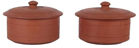 Village Decor Handmade earthen Clay Natural Yogurt Maker/Clay Curd Pot with lid 500ML (Pack of 2)