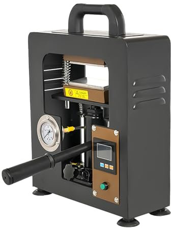 TKSE 5T Manuelle Hydraulische Heißpressmaschine, 300W Duale Heizplatte Kolophonium Extraktion mit Manometeranzeige, Hitzepressemaschine für T Shirts Hüte Taschen (EU Plug)