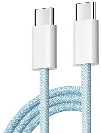 Mcis technologie Câble USB C vers USB C Charge Rapide PD 60W Gel de Silice Compatible avec iPhone 16 Plus Pro Max 15 Galaxy S24 Plus Ultra S23 A55 A35 iPad Pro Air MacBook Pro Steam Deck (1M, Bleu)