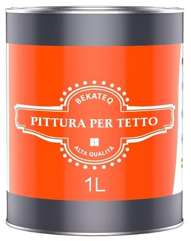 BEKATEQ Pittura per tetto Grigio cemento 1L - Vernice per tegole, calcestruzzo, legno, Eternit, bitume - Resistente ai raggi UV e alle intemperie, ad asciugatura rapida, elastico e idrofobo BE-510
