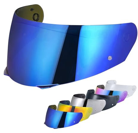 Helmvisier für HJ-33/I90, Motorradhelm Visier,Motorrad Windschutz Helm Objektiv Visier,Integralhelm Visier,Motorradhelm Visier Ersatz (Chrom Blau)