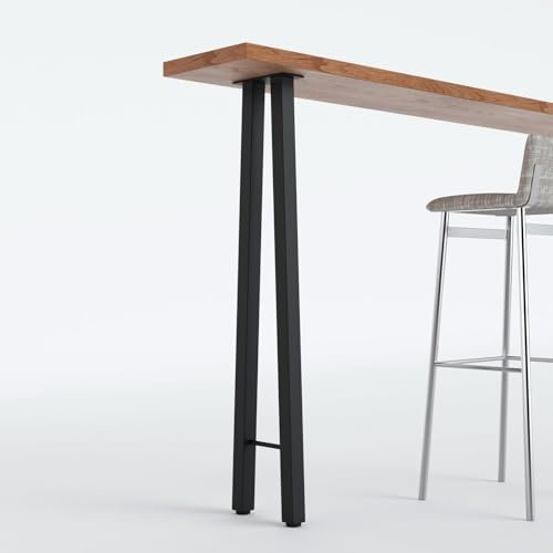Homtone 2PCS Heavy-Duty Breakfast Bar Legs, Sturdy Rustic Metal Table Legs for High Table, Bar Table, DIY Furniture Projects, Black (H91xW25cm-H-Shape)