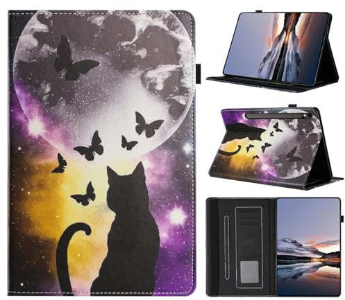 Custodia per Samsung Galaxy Tab S10 Lite 2025/S10 FE/S9 FE 10,9 pollici/S9 11Folio Flip Custodia Protettiva in Pelle PU con Supporto Slot per Carte Portafoglio Tablet Cover Ombra di gatto