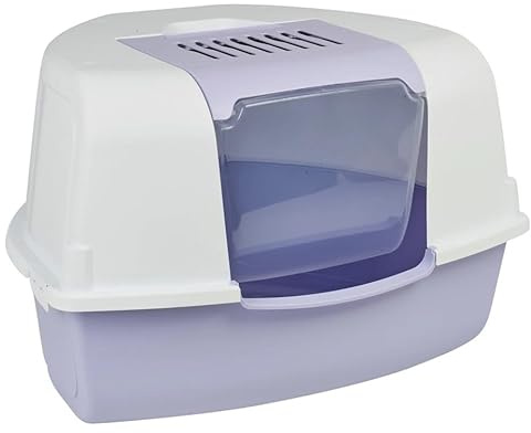 URBNLIVING Large Cat Corner Litter Box with Hooded Cover – Deep Tray Toilet with Flap, Built-In Filter & Scoop for Easy Cleaning (Lilac)