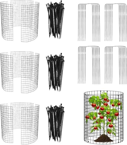 Pflanzenschutz vor Tieren Rostfrei 34,8 cm Metall-Maschen-Pflanzenkäfige zum Fernhalten von Tieren Draht-Garten-Glocke Pflanzenschutz für Innen- und Außengarten (Schwarz-3er-Set)