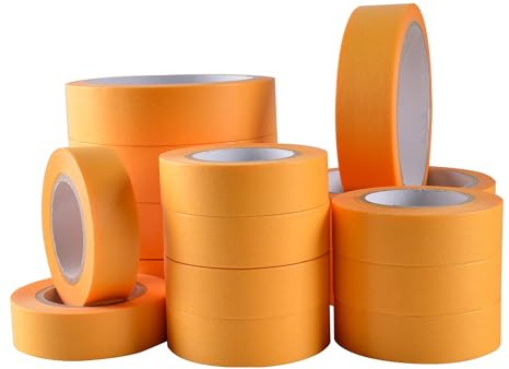 Cooleben Goldband Malerkrepp Kreppband 24xRollen 48mm x 50m, Profi Malerband Abdeckband, Selbstklebend Gold Washi Tape Klebeband Malertape (24, 48MM*50M)