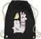 Turnbeutel Rucksack - Tiermotiv Animal Print - Tiere aufgereiht - Unisize - Schwarz - kita stoffbeutel kinderrucksack tier tiermotive lama baumwolle turnsäckchen kindergarten tiermotiven alpaka