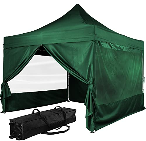 INSTENT Alu-Pavillon 3 x 3 m Pro wasserdicht UV Schutz 50+, grün mit 4 Seitenteilen