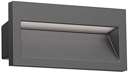 ledscom.de LED Wandeinbauleuchte NOLA, Downlight für außen, IP54, anthrazit matt, 140 x 70mm, warmweiß