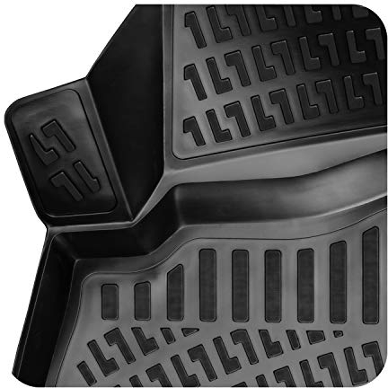 Rizline Passgenau 3D Fussmatten Auto Kompatibel mit Kia Picanto 3 Gen 2017-2023 Auto Zubehör 1. Und 2. Reihe Gummimatten Autos TPE Allwetter Geruchlos rutschfest Vorne und Hinten Schwarz