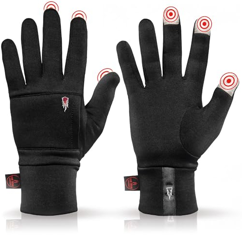THE HEAT COMPANY – Polartec Liner - Warme Touchscreen Handschuhe für Damen & Herren - Premium Qualität - Winterhandschuhe schwarz - Fahrradhandschuhe & Laufhandschuhe - Größe 13