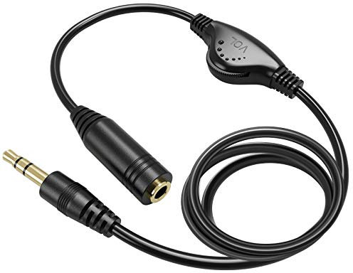 PChero Stereo Audio Extension Cable, 1pcs 3.5mm Male to Female Headphone Extension Cable with Volume Control for Laptop Phone Computer, MP3 Music Player - 100cm