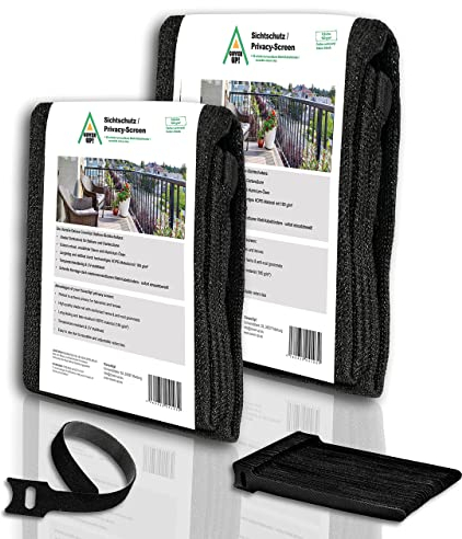 CoverUp! Brise-Vue pour Balcon 0,9 x 3 m Noir [180 g/m²] - Brise-Vue de Balcon de Haute qualité pour Toile de Balcon avec Attaches de câble Velcro réutilisables