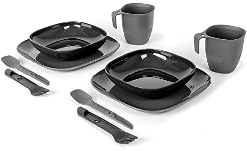 UCO 2-Person Camping Mess Kit with Bowl, Plate, Collapsible Cup, Switch Camping Spork and Mesh Bag
