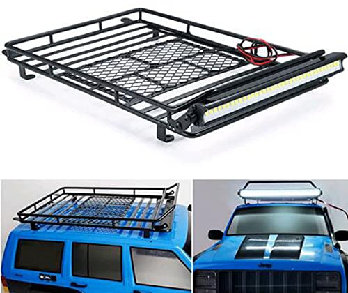 RC Roof Rack with LED Lights Bar for 1/10 Axial SCX10 I III Wrangler 90046