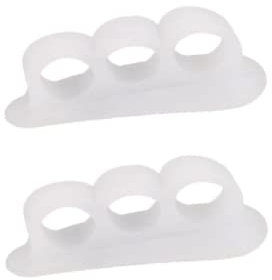 Bargain Wells 3-Loop Silicone Hammer Toe Correctors – Gel Cushioned Straighteners for Bent, Claw or Overlapping Toes (1 Pair, White)