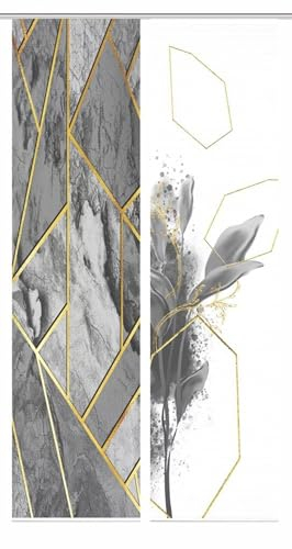 HOME in green 84058 | SIGNUM Schiebegardine recyceltes Polyester Bambusoptik 245x60, Farbe:grau, Größe:245 x 60 cm, Anzahl:2er Set (1x Bedruckt. 1x Bedruckt)