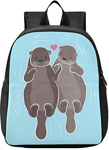 Naanle Kinder Rucksack für Mädchen Jungen Paar Otter Rucksäcke Babytaschen Rucksack für Vorschule, Schwarz , M