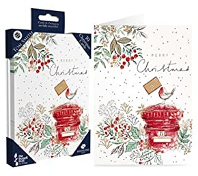 Tom Smith Pack 10 Charity Christmas Cards Postbox Design Made UK Eco