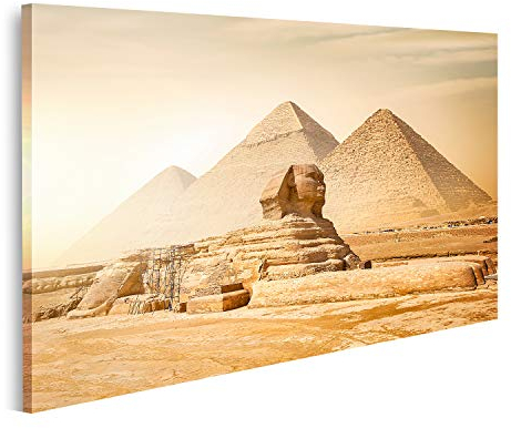 islandburner Bild auf Leinwand Sphinx Pyramiden Ägyptische Wüste Wandbild Poster Kunstdruck Bilder 80x40cm