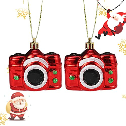Aibyks Kamera Dekorationen Weihnachtsbaum - Fisch-Weihnachtsdekorationen | 2 Stück rote hängende Anhänger für Weihnachtsbaum, einzigartige Kamera-/Fischform