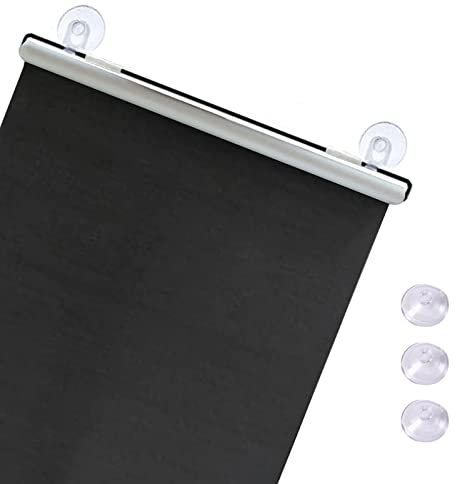 KGUDYS Sonnenschutz Rollo mit saugnäpfen,thermische verdunkelungs rollos,temporäre jalousien,einziehbare tragbare vorhänge,sichtschutz für innenräume,blickdichte,Black-60x125cm/24x49in