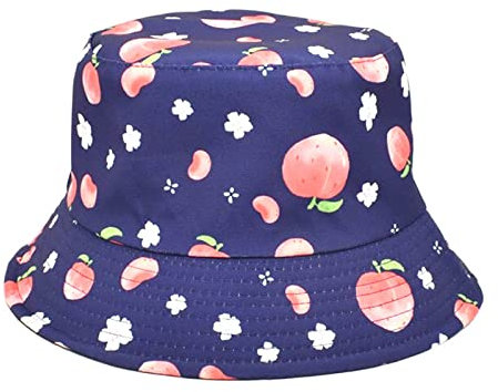 Hut,Bucket Hat Herren Sonnenhut Damen Anglerhut,Fischerhüte Baumwolle Fischerhut Schwarz und Weiß, Sommerhut Outdoor Faltbar,Strandhut Adumbral Hut Unisex Sommer Reversibel Fischerhüte - Früchte Druc
