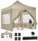 COBIZI Pavillon Faltpavillon 3x3 wasserdicht stabil Winterfest,Outdoor faltbar partyzelt，gartenpavillon mit 4 Seitenteilen und 4 Sandsack und Laufradtasche, Khaki