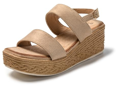 JOMIX Sandales Femmes été Sandale Espadrilles Femme Sandale Femme Compensées Réglable avec Boucle pour Maison Piscine Plage